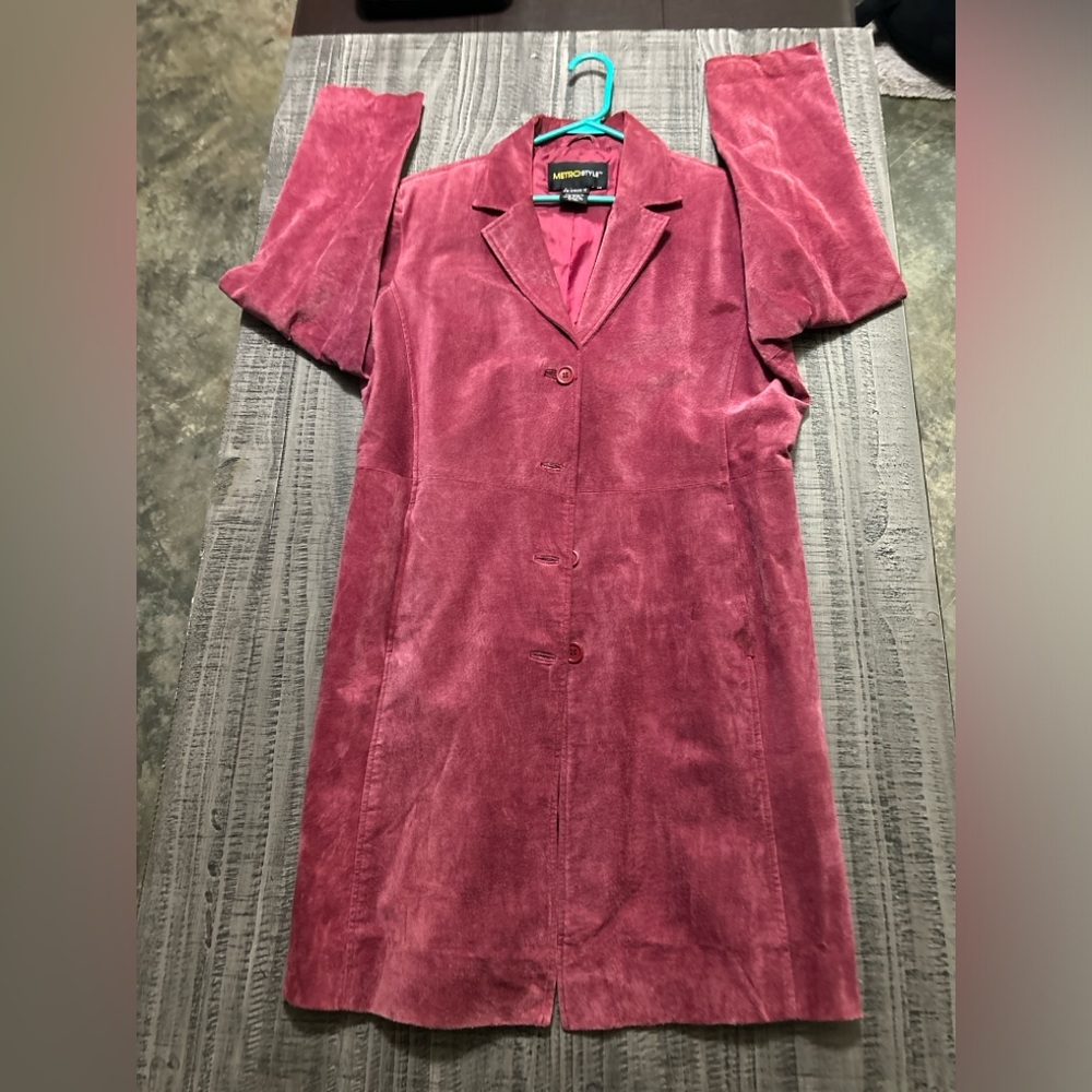 Metrostyle Vibrant Dark Pink, Maroon Women's Leather Trench Coat